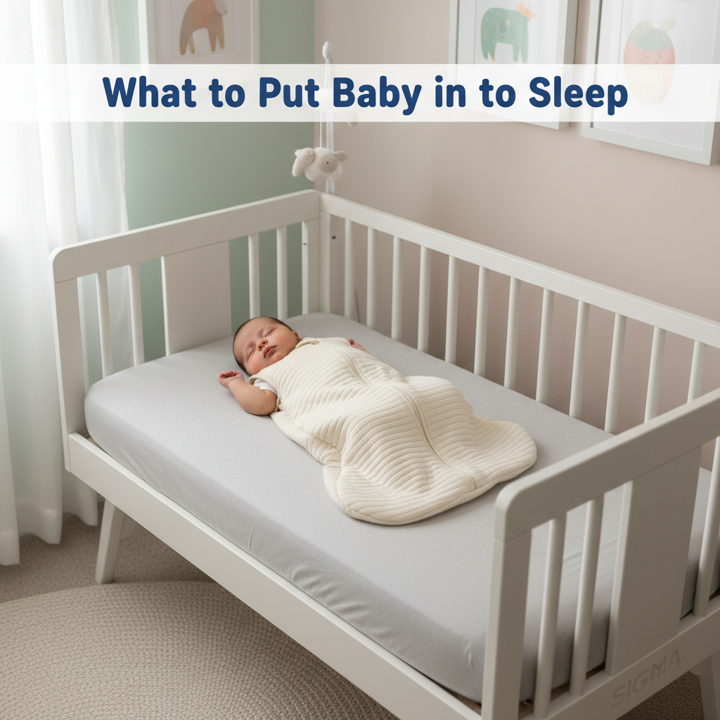 Safe newborn sleep: baby in cozy sleep sack, on back in crib, no loose bedding, pastel nursery.