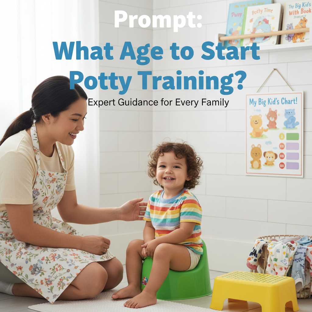 Smiling toddler potty training with supportive parent, surrounded by helpful supplies and expert advice.