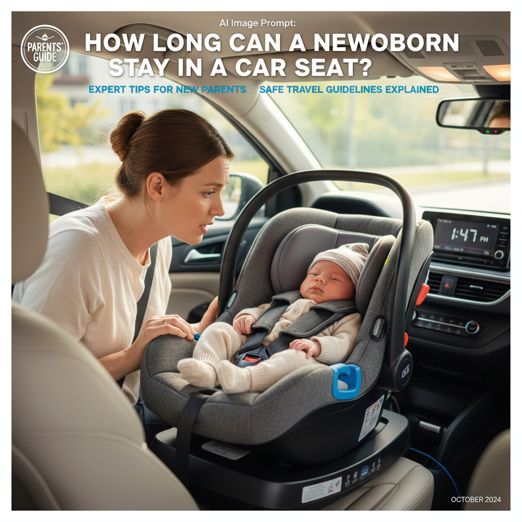 Newborn in car seat; parent worried, asks: How long is safe? Expert tips and travel guidelines inside.