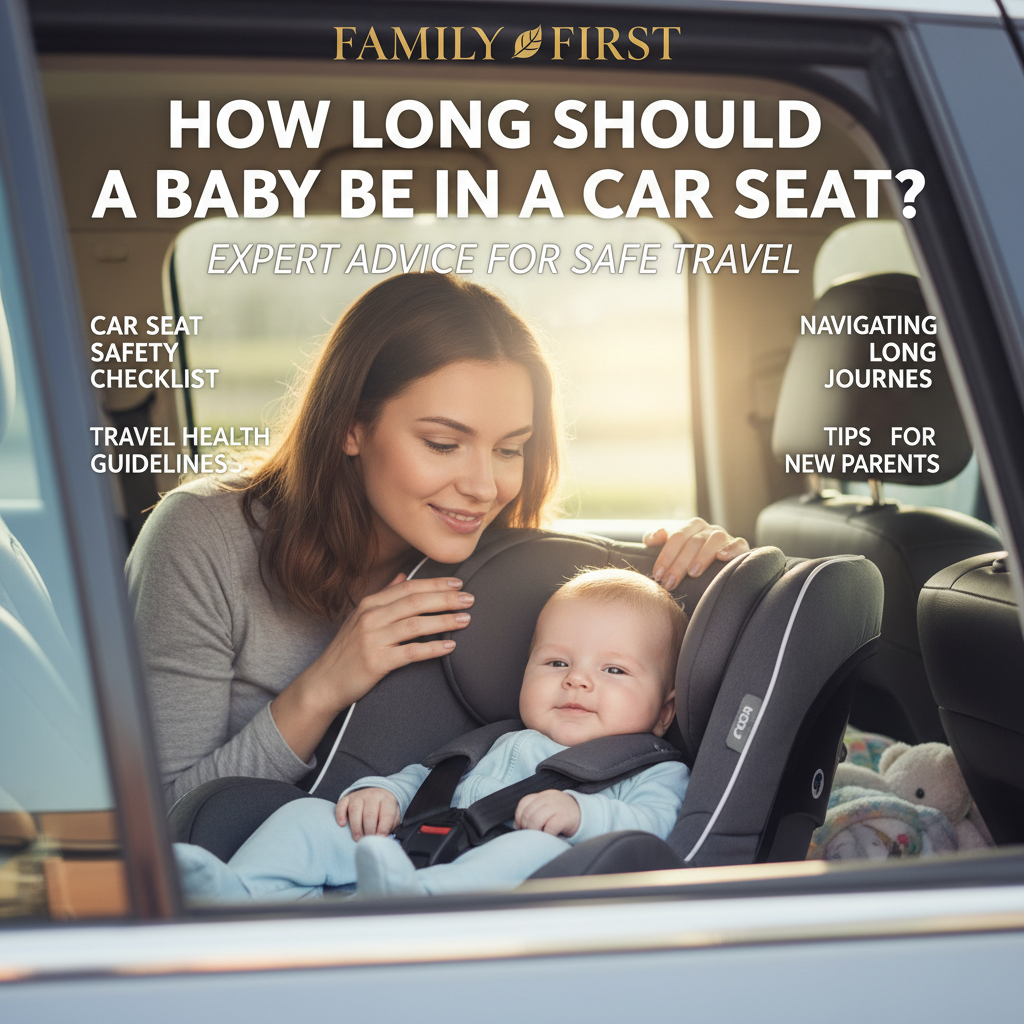 Parent checks on infant in car seat; magazine cover highlights baby travel safety, tips, and expert advice.