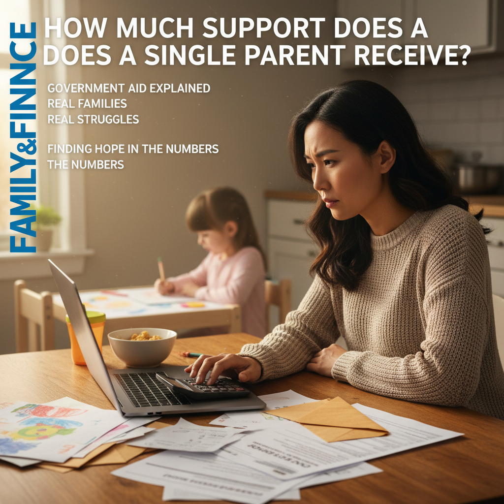 Single parent reviews financial aid options, balancing parenting and bills with hope and realism.