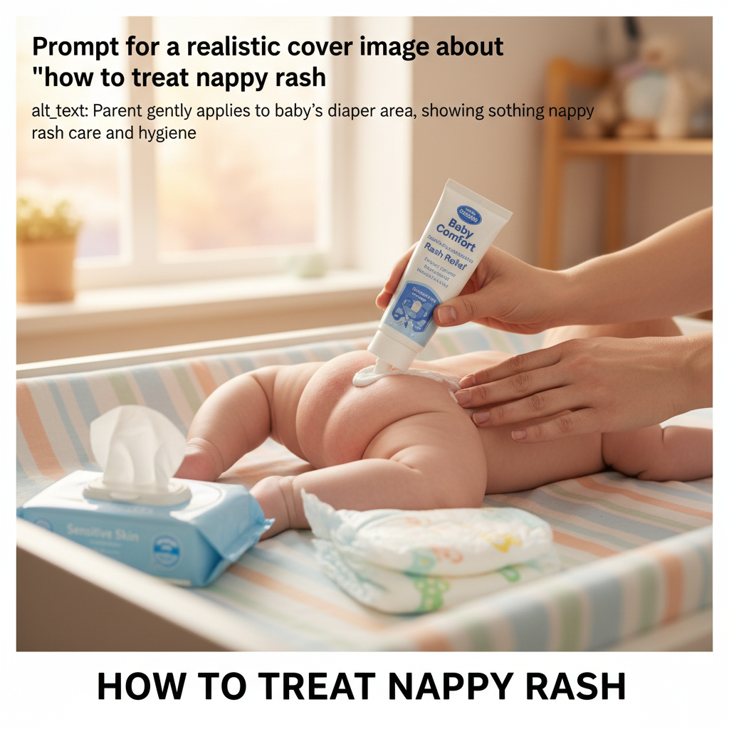 alt_text: Parent gently applies cream to baby's diaper area, showing soothing nappy rash care and hygiene.