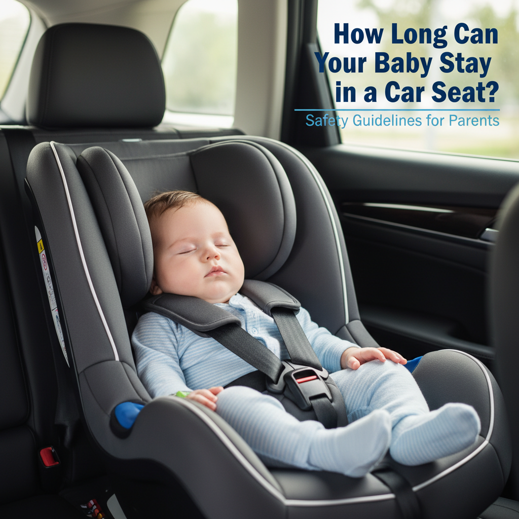 How Long Can Your Baby Stay in a Car Seat? Safety tips with baby secured in a modern car seat.