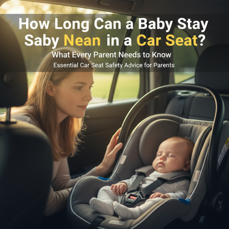 A parent checks a safely buckled baby in a car seat with sunlight, highlighting car seat safety advice.
